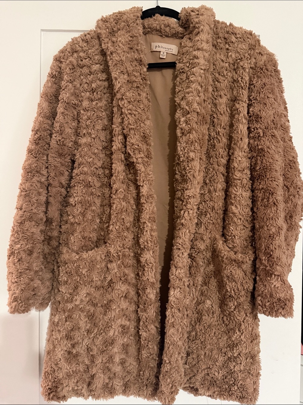 Philosophy Cozy Teddy Jacket in Camel Brown